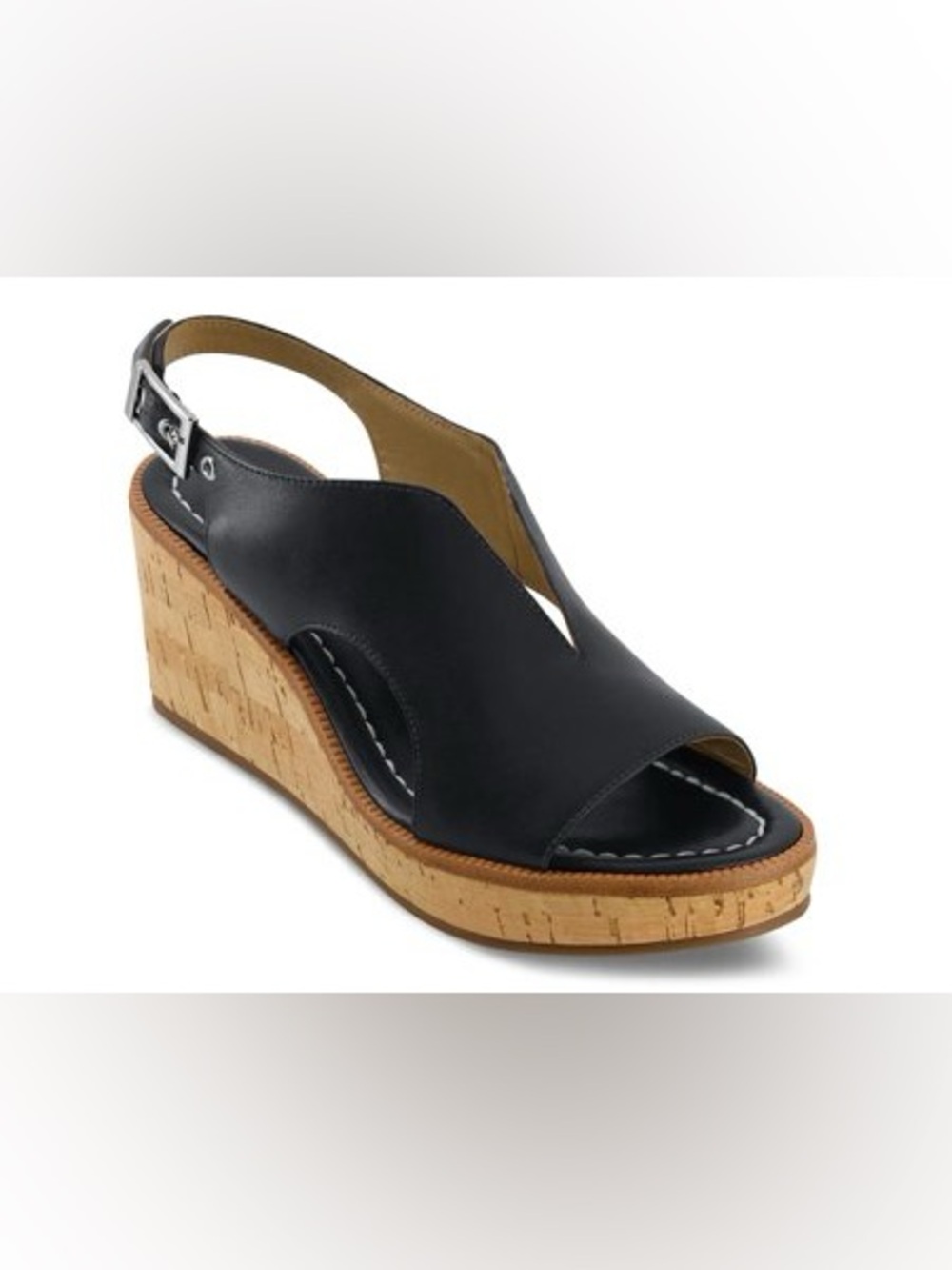 Bernardo Kuarta Wedge Sandal in Navy Calf Leather, size 10